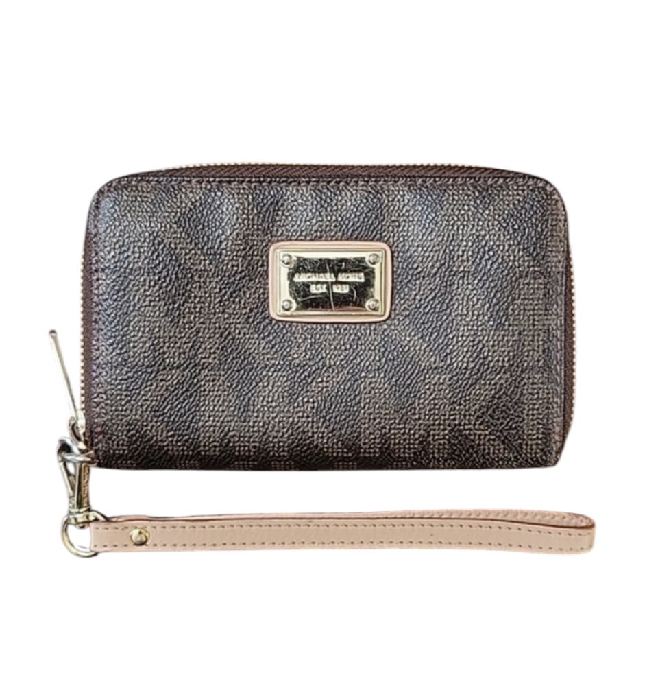 Michael Kors Jet Set Monogram Brown Leather Wallet/Wristlet